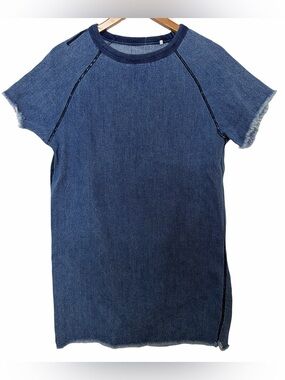 Rag & Bone indigo stone denim tee dress raw hem